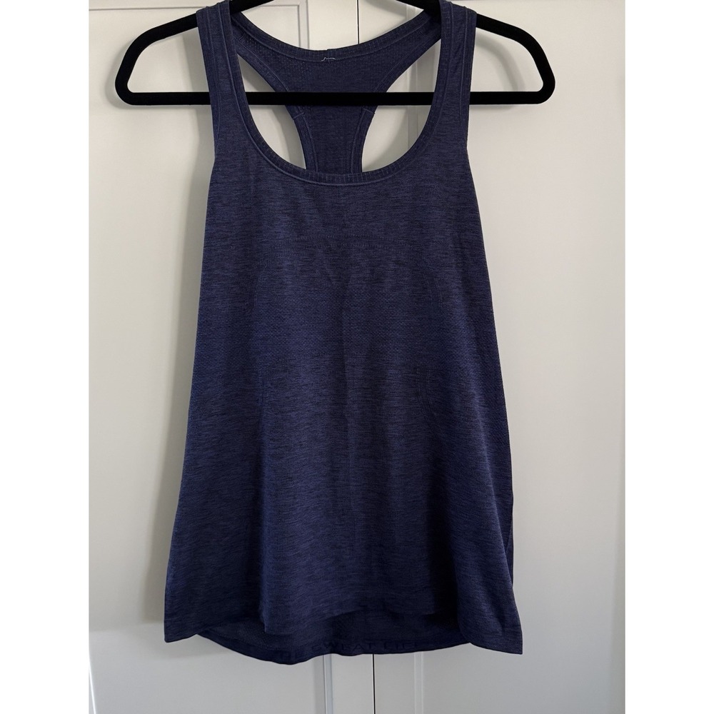 Lululemon Swiftly Tech Racerback Size 12 Heathered Blue Running Shirt Athletic